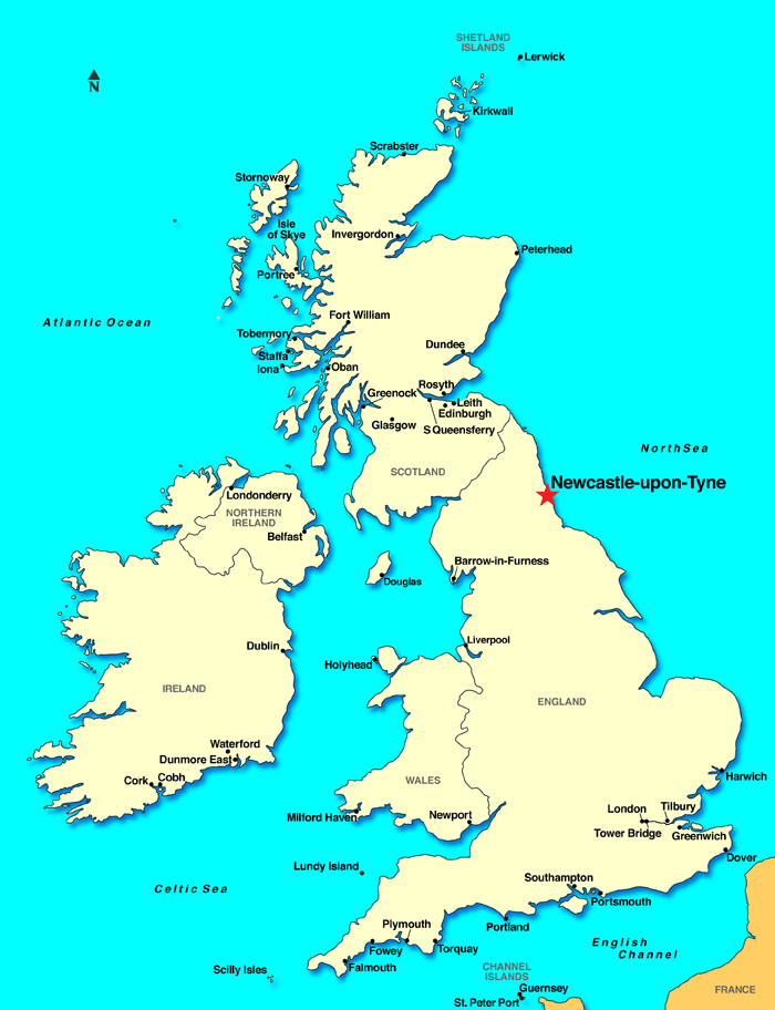 Newcastle upon Tyne - map of UK